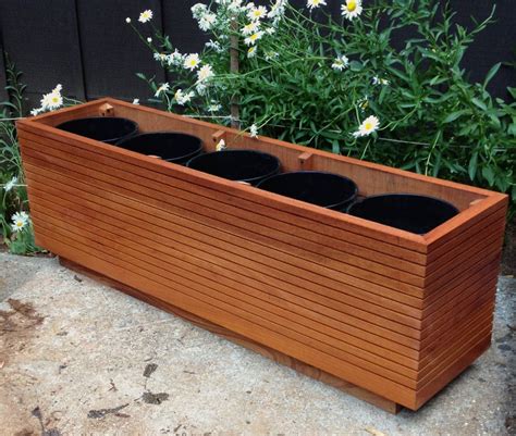 wood flower box with steel edges|outdoor planter box ideas.